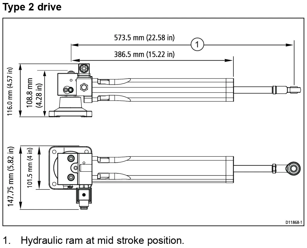 Raymarine Type 2 Hydraulic Linear Drive 24V - Pilt 4