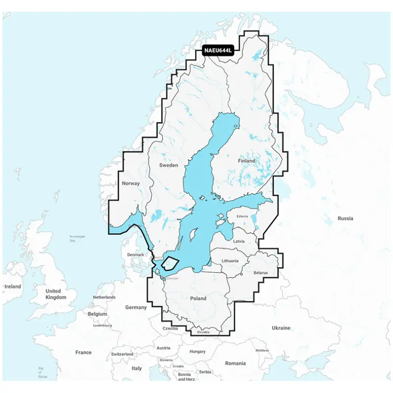 Navionics+ NAEU644L — морская карта с предустановленными данными на карте памяти mSD/SD