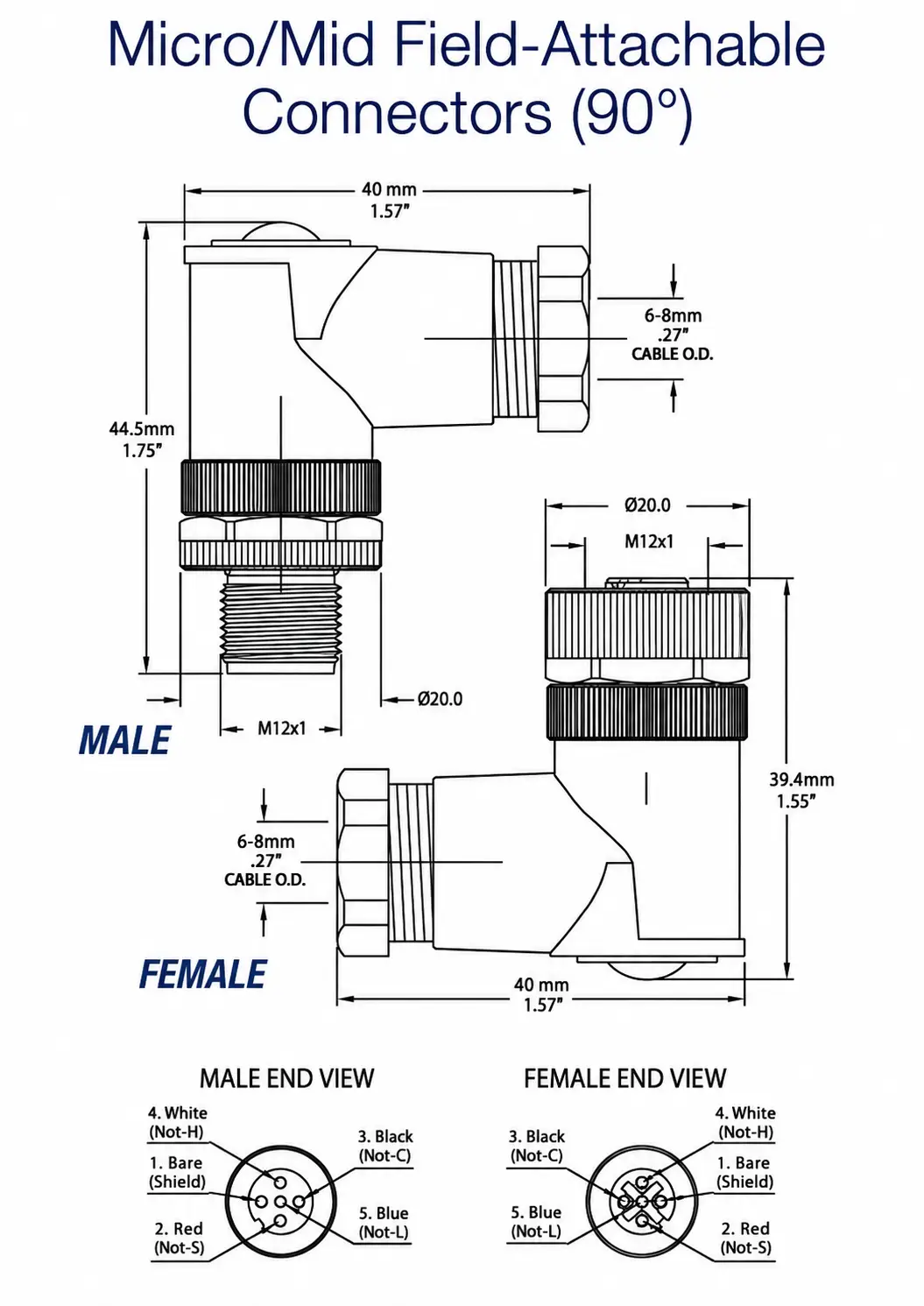Isepaigaldatav NMEA 2000 nurkliitmik 90º (Female) - Pilt 3